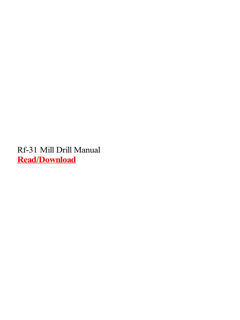 RF 31 Mill Drill Manual PDF Drill Numerical Control