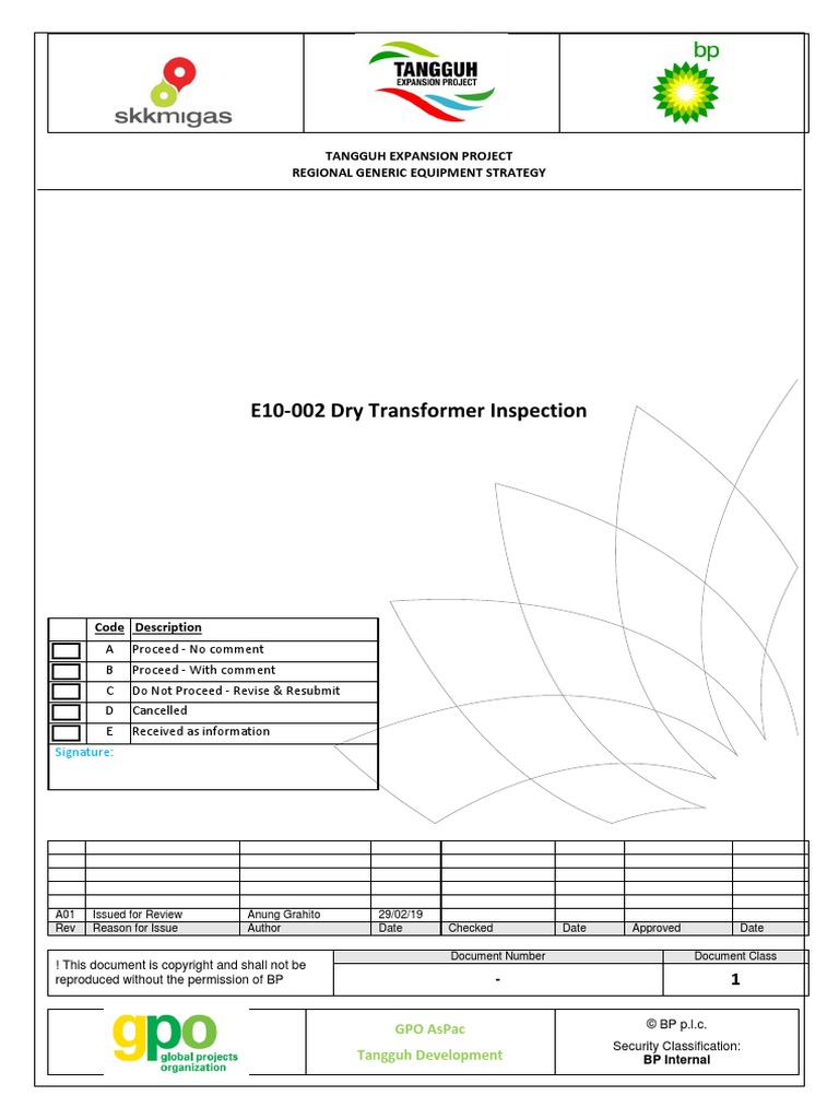 E10-002 Dry Transformer Inspection | PDF | Nature