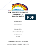Wah Engineering College: Assignment # 01 Numerical Analysis