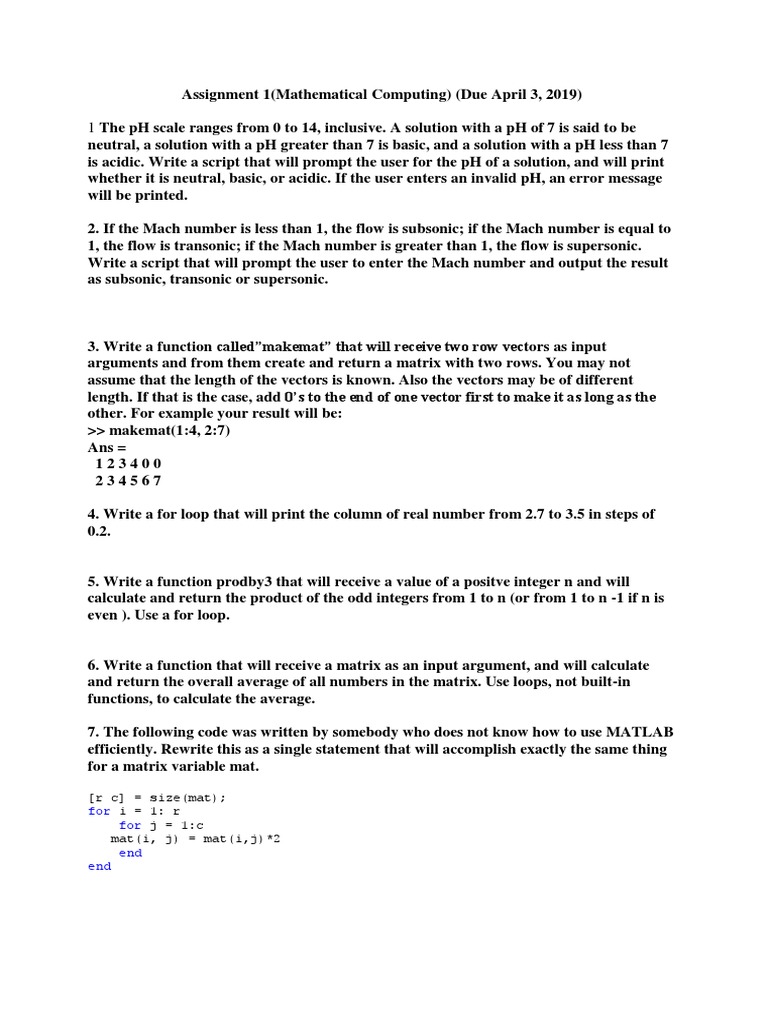 Mathematical Computing Tasks | PDF