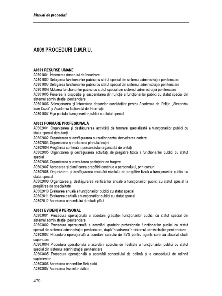 DMRU Manual de Proceduri PDF | PDF