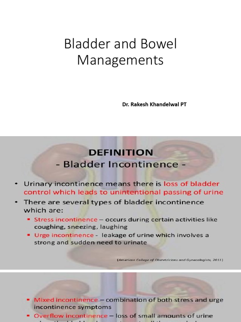 Bladder and Bowel Managements | Download Free PDF | Urinary Bladder ...