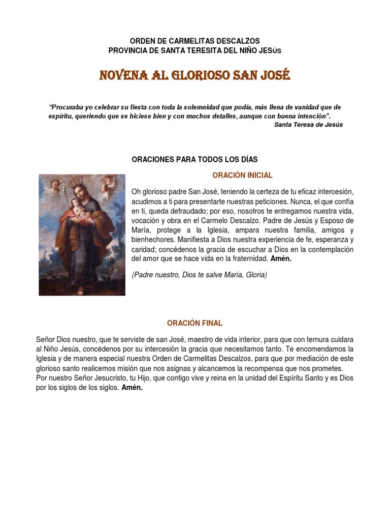Novena A San Jose para Word 2018 PDF | PDF | María, madre de Jesús ...