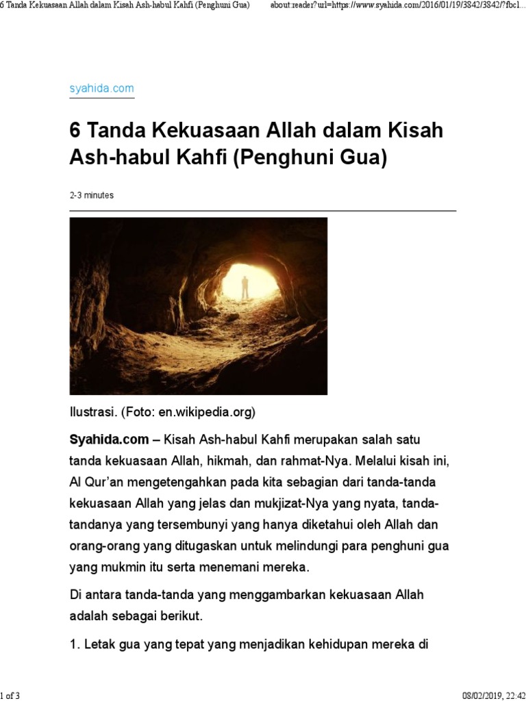 6 Tanda Kekuasaan Allah Dalam Kisah Ash Habul Kahfi Penghuni Gua Pdf