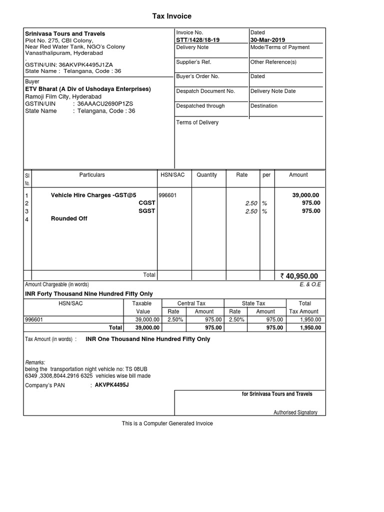 Tax invoice ramoji film city hyderabad gstin uin 36aaacu2690p1zs