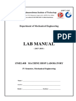 Lab Manual: Department of Mechanical Engineering