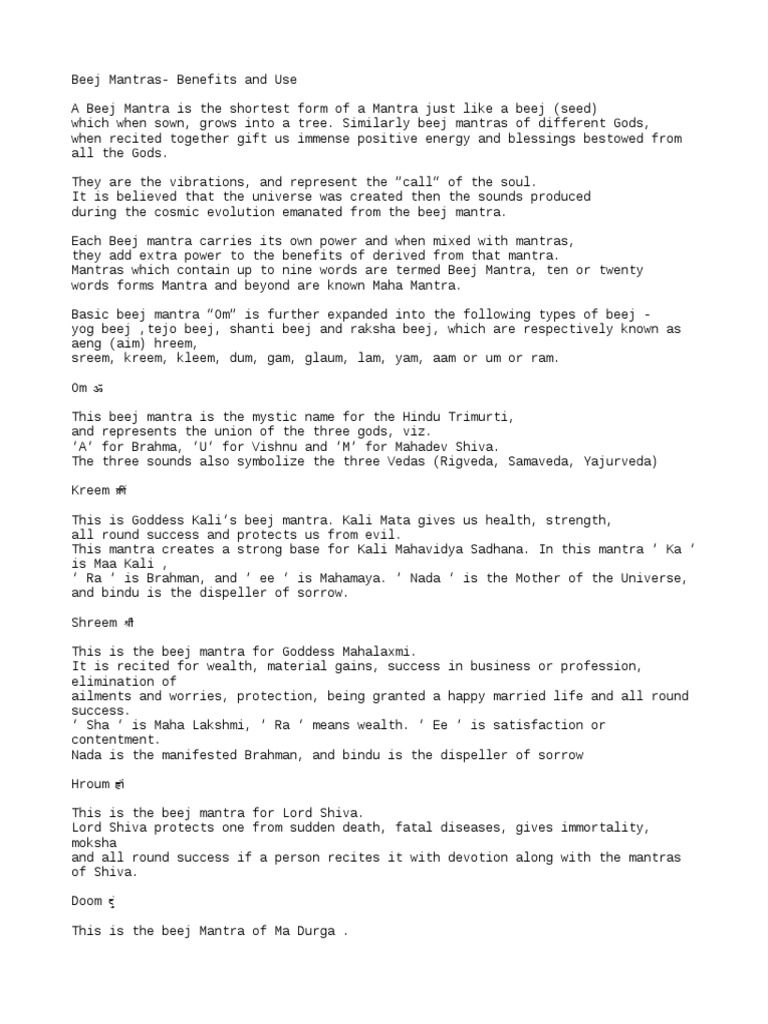 Beej Mantra PDF Devi Mantra