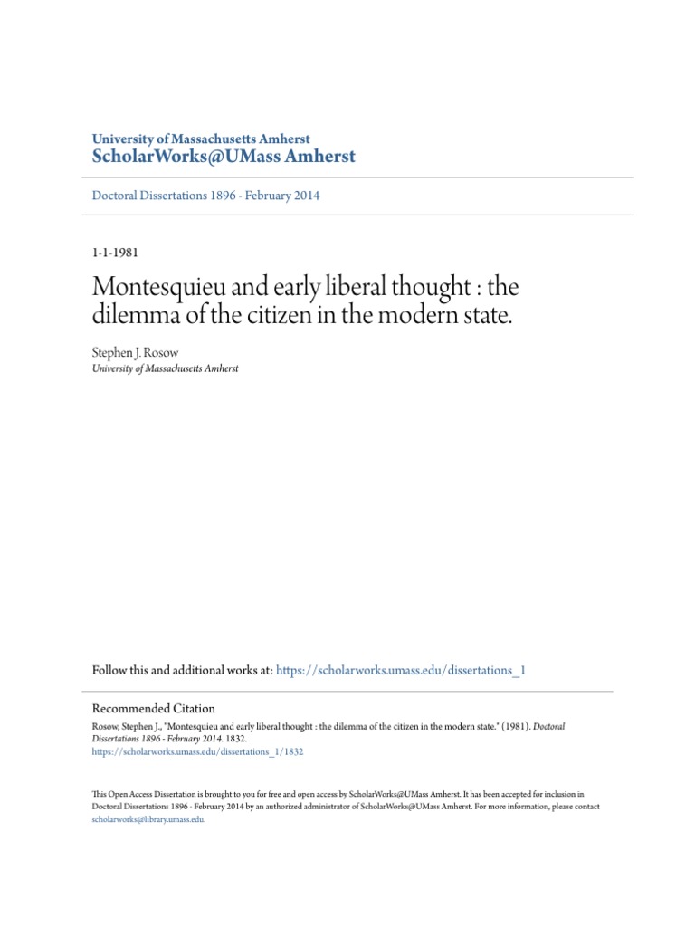 Montesquieu And Early Liberal Thought The Dilemma Of The Citize Pdf Idea Truth