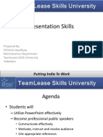 Presentation Skills: Prepared By: Dishank Upadhyay Mechatronics Department Teamlease Skills University Vadodara