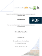 Desarrollo de Habilidades Matemáticas para La Comprensión Del Proceso de Factorización PDF