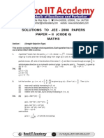 Solutions To Jee - 2008 Papers Paper Maths: - Ii (Code 0)