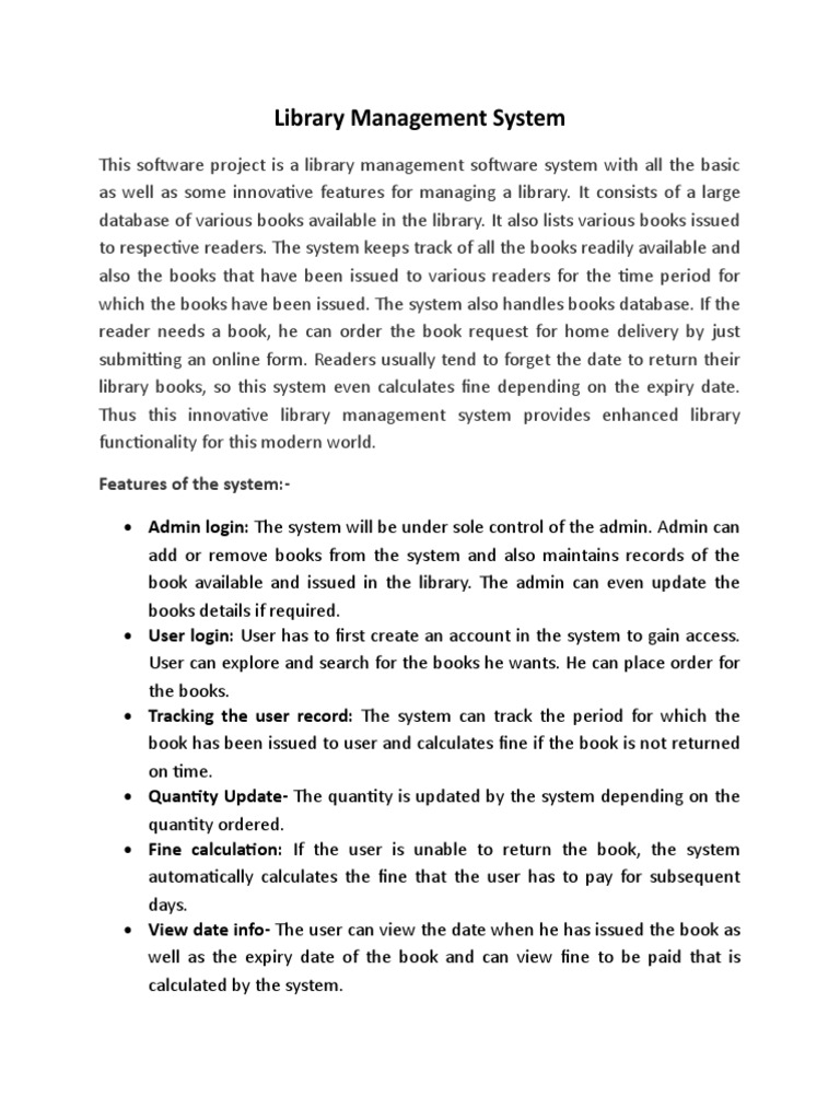 Library Management System: Features of The System | PDF | Library ...