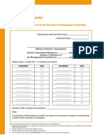 Sample Voting Forms: (A) - Sample Voting Form For The Election of Management Committee Members