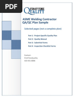 983 - Welding Comprehensive ASME - Quality Plan Sample PDF