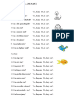 Singular:: Short Answers: Can /can T