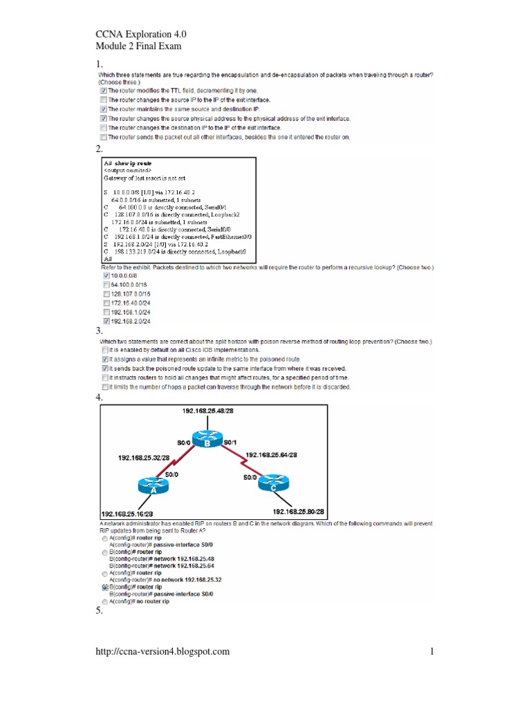 Ccna Final Exam | PDF | Computers | Technology & Engineering