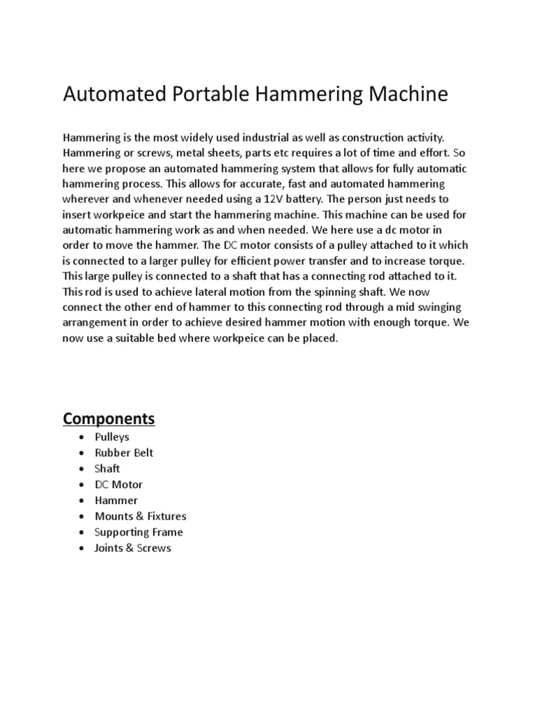 Automated Hammering Machine | PDF