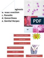 A. Bacterial Vaginosis B. Yeast Infection C. Parasitic D. Gonorrhoea E. Genital Herpes