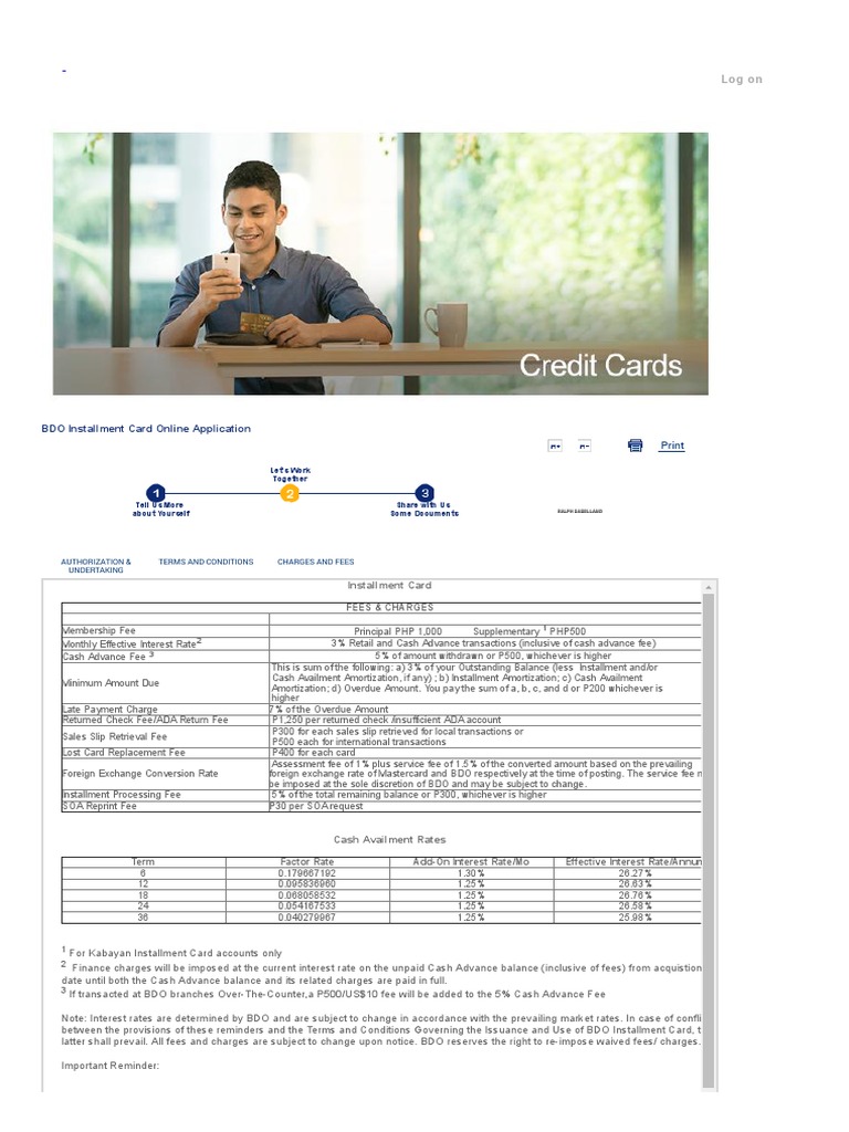 BDO Credit Card Online Application Form PDF Fee Credit Card