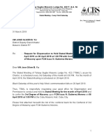 Request For Dispensation For April 2019 SM With Raising of FCM I N Gutierrez Moreno PDF