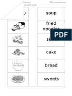Soup Fried Noodles Skirt Cake Bread Sweets: Match The Pictures With The Correct Words
