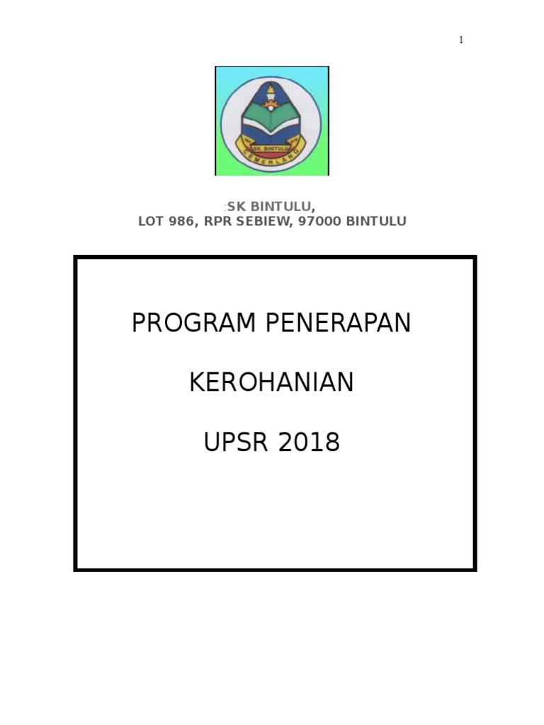 Kertas Kerja Program Kerohanian SK Bintulu 2018 | PDF