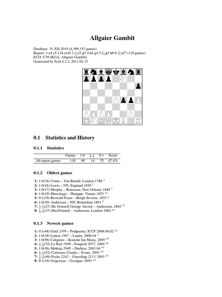 Allgaier Gambit Analysis Report | PDF | Traditional Games | Board Games