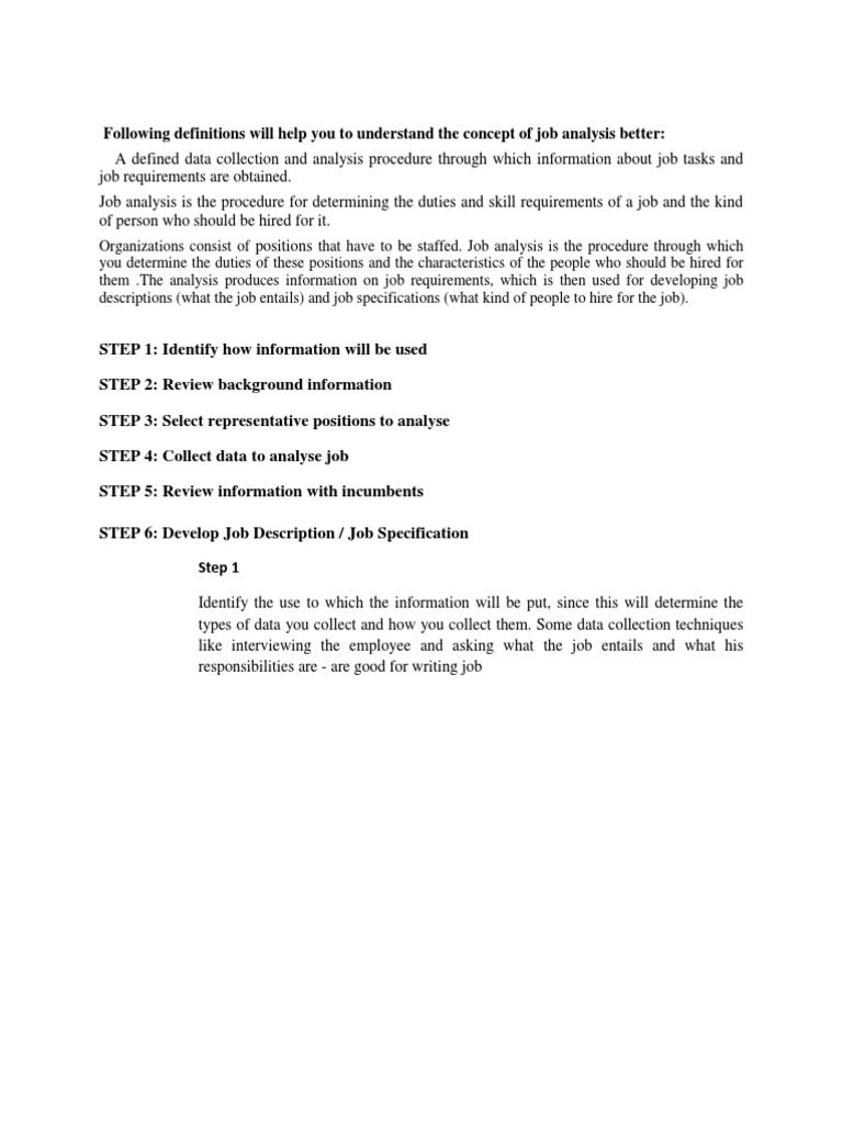 WHAT IS JOB ANALYSIS IN SIMPLE WORDS visual data 2