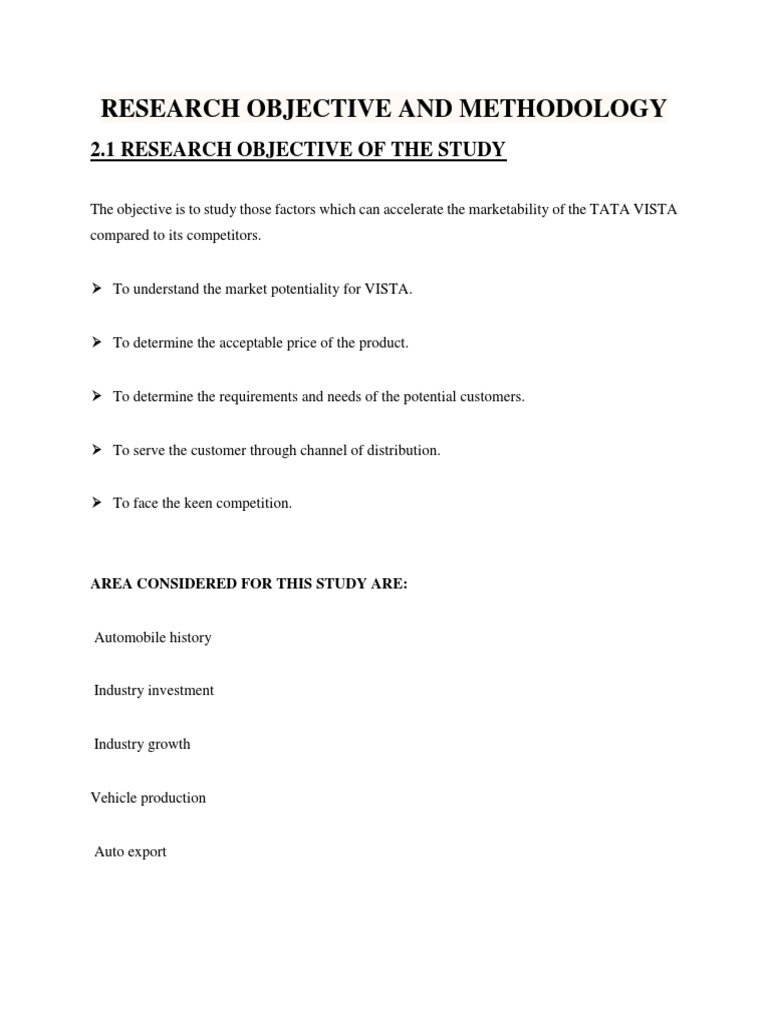TATA VISTA Marketability Research Study | PDF | Research Design ...