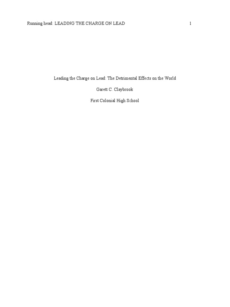 Senior Project Paper PDF Lead Nature