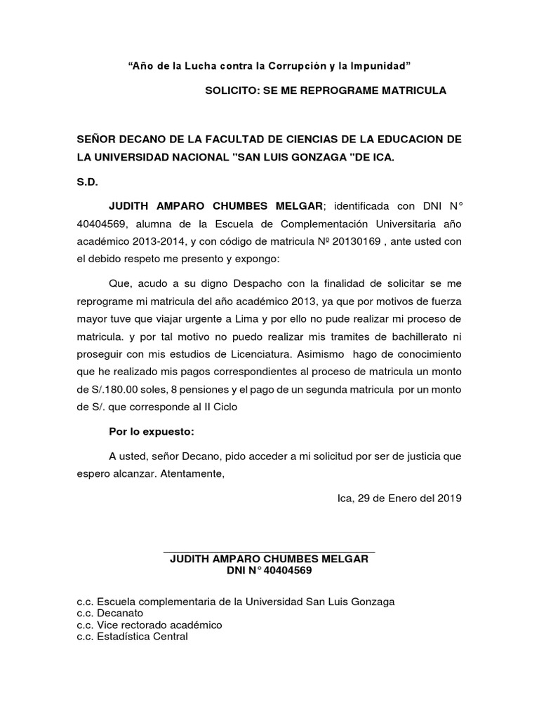 Unica Solicito y Exoneracion de Pago