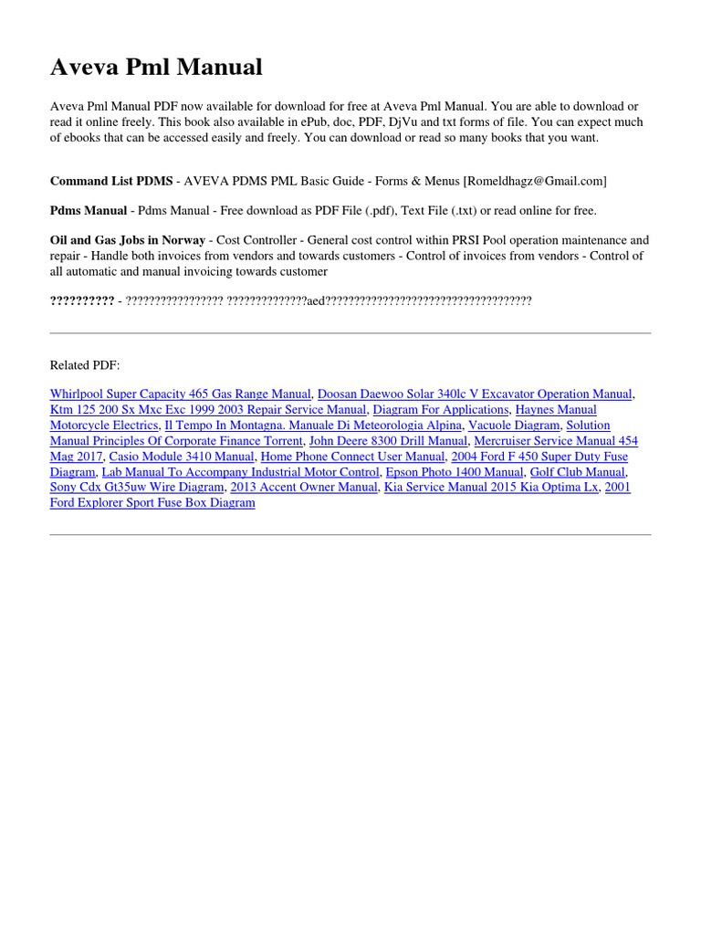 Free Aveva PML Manual Download | PDF