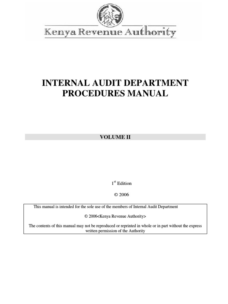 Internal Audit Procedures Manual - Vol 2 | Internal Audit | Audit