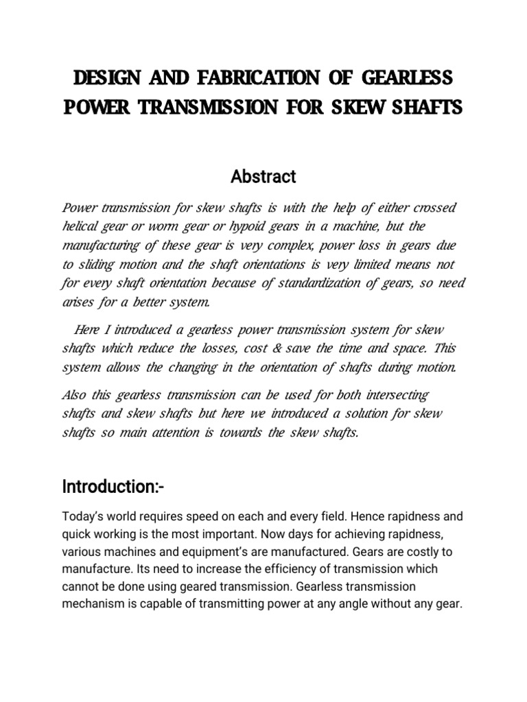 Gearless Power Transmission PDF