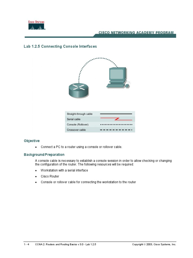 Lab 1 2 5 Connecting Console Interfaces Cisco Systems Pdf