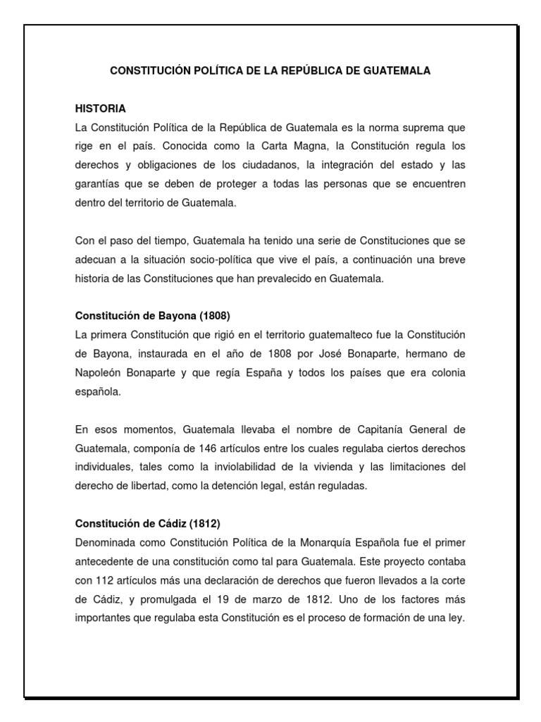 Historia de la Constitución de Guatemala | PDF | Constitución | Guatemala