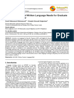 Workplace Oral and Written Language Need for Graduate Students