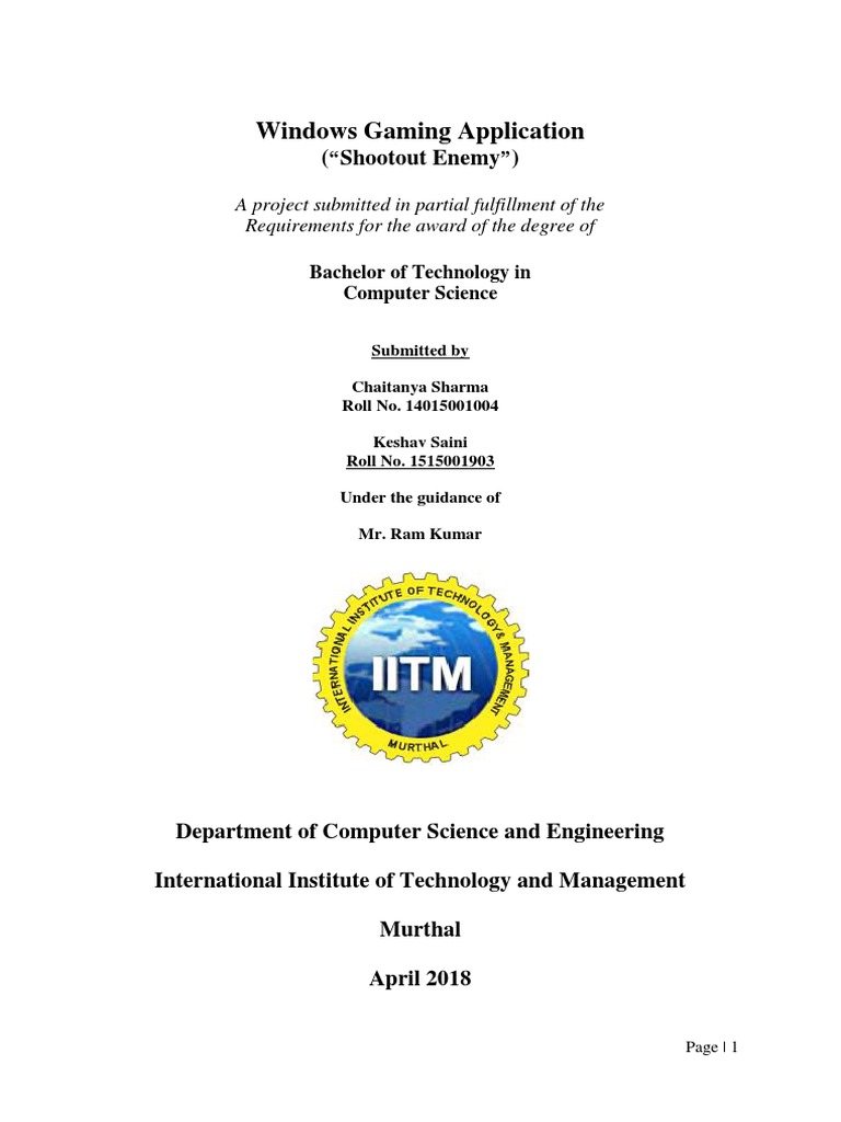 Project Report On Shootout Enemy PDF Unity (Game Engine) Java Script