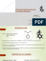 Presentation On Hazop Analysis of Cumene Process: Prof. Bhakti Bapat