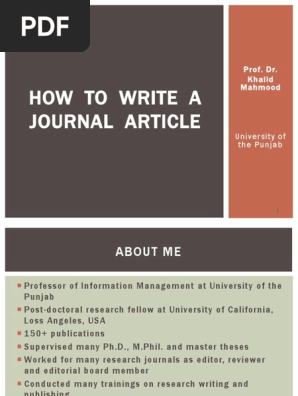 How to write a journal article