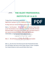 The Silent Professional Institute of Ca & CS: 7 Days Free Test Series Schedule