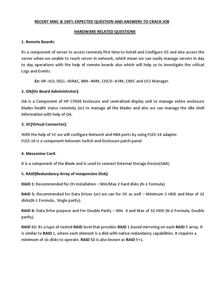 MNC Interview Questions & Answers Guide | PDF | Virtualization | V Mware