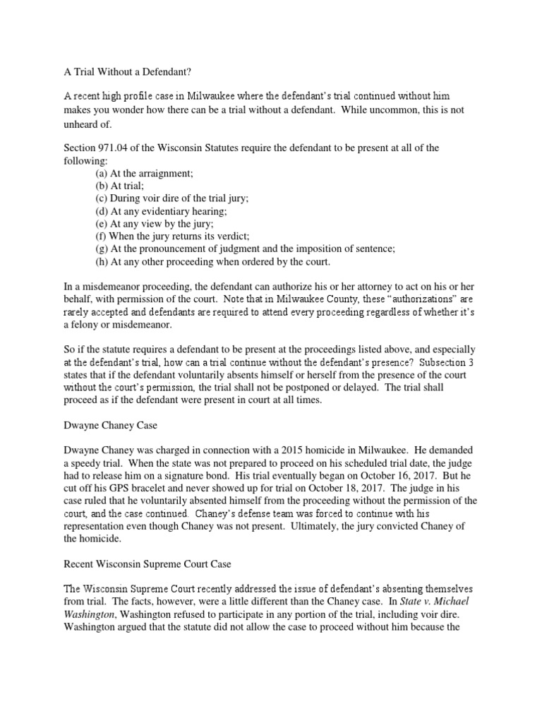 A Trial Without A Defendant | PDF | Waiver | Judiciaries