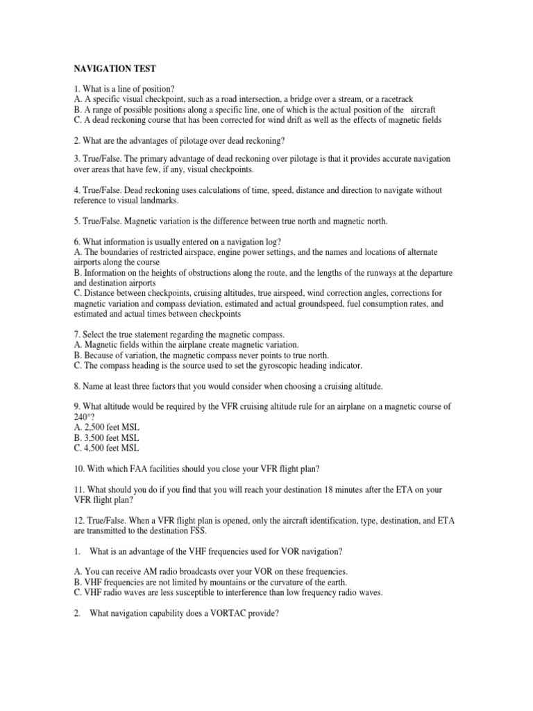 Jeppesen Navigation Test PDF Global Positioning System Compass