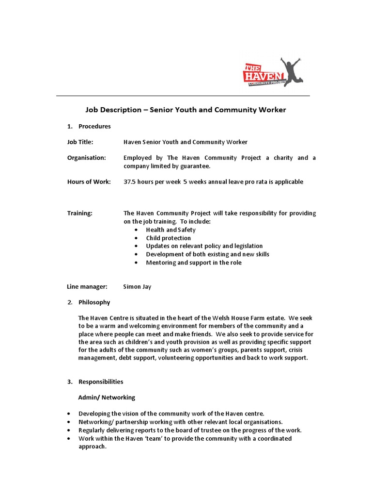 Job Description Senior Youth and Community Worker PDF