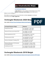 Verlengde Weekends Belgie - Exacte datums op kalender