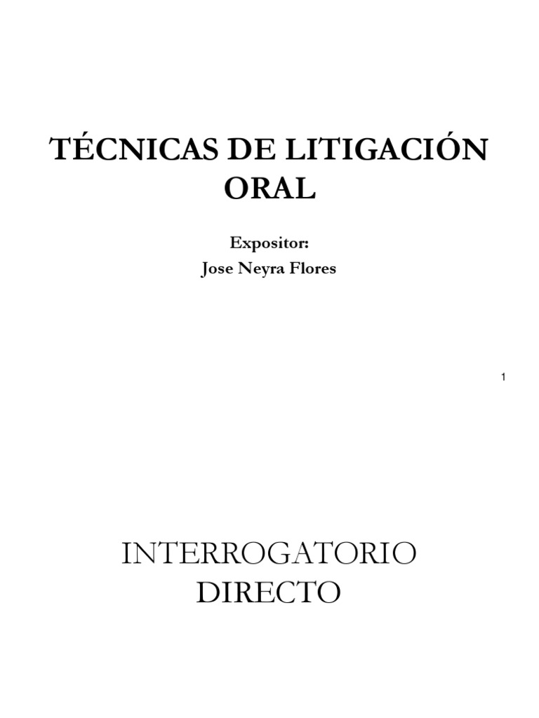 Tecnicas De Litigacion Oral Pdf Testimonio Testigo