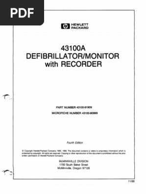 Hewlett Packard 43100a Defibrillator Service Manual Pdf Pdf