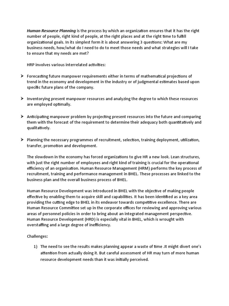 HRM HRP | PDF | Human Resources | Human Resource Management