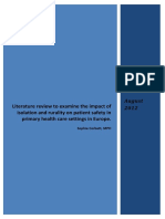 Literature Review To Examine The Impact of Isolation and Rurality On Patient Safety in Primary Health Care Settings in Europe